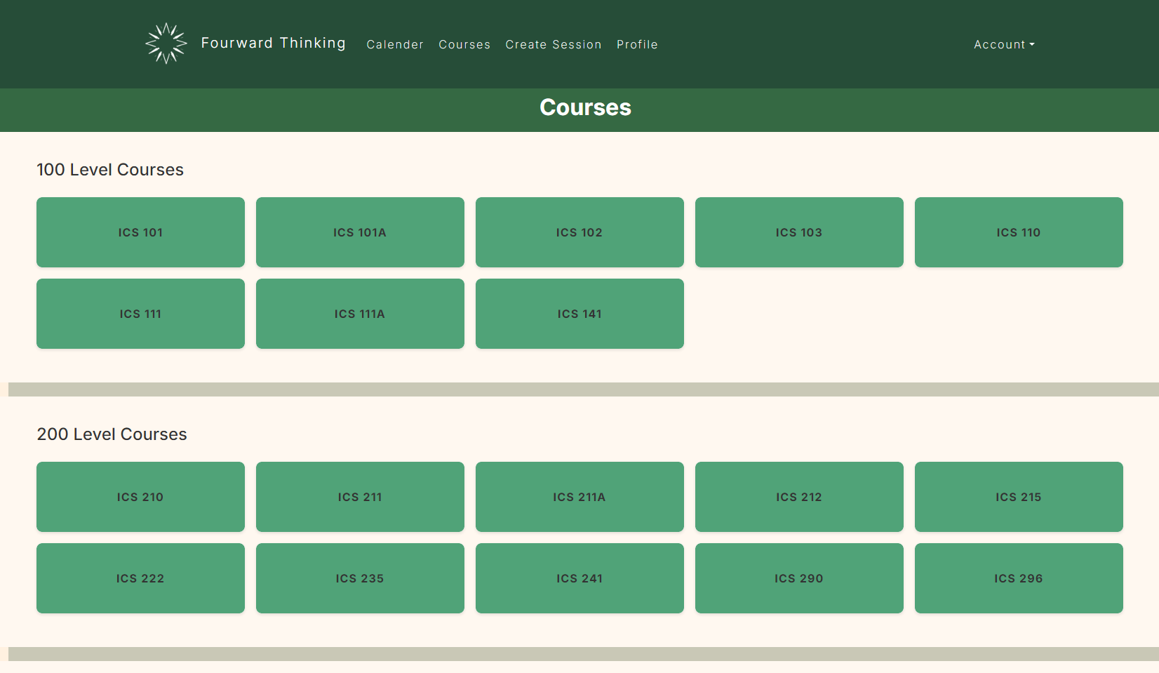 Courses Page
